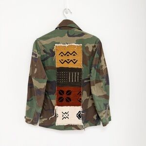 Reworked Military Camo Field Jacket with Appliqué Back